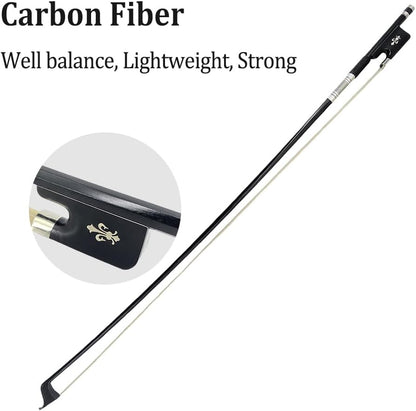 Carbon Fiber Cello Bow 4/4 Full Size Natural White Mongolian Stallion Horse,Sheep Leather Grip Well Balance&Lightweight& Pernambuco Level for Musician of All Skill Levels