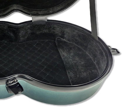 Viola Case 16 Inch, Carbon Fiber Hard Viola Case Backpack, Adjustable Neck Pad for Sizes 15-16.5 Inches, Thickened Lining, Built-In Hygrometer, with Sturdy Handle (Green)