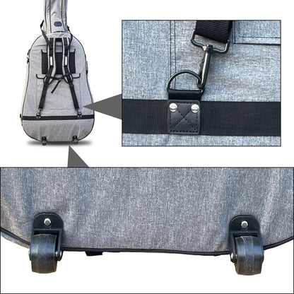 3/4 Upright Bass Gig Bag with Adjustable Backstrap&Handle&Wheel&More Storage Pockets Double Bass Bag for Musicians Durable and Portable Gray
