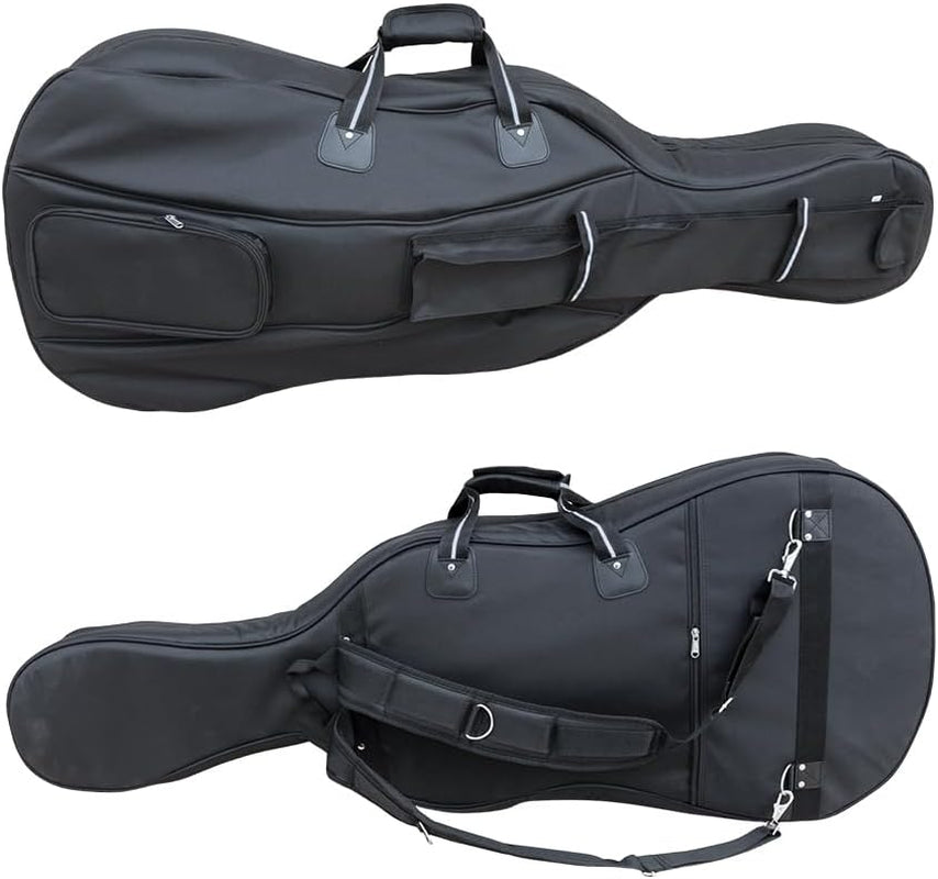 Cello Gig Bag, 4/4 Size, Nylon Exterior, 20Mm Thick Foam Padding, Adjustable Backstraps, Multiple Pockets, Front Accessory Storage, Back Sheet Music Pocket, Cello Travel Soft Case (Black)