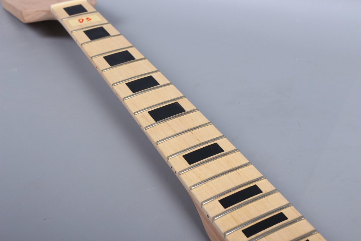 Electric Guitar Neck Replacement 22 Fret 24.75 Inch DIY Guitar Paddle Head Maple Mahogany Wood