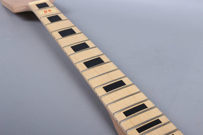 Electric Guitar Neck Replacement 22 Fret 24.75 Inch DIY Guitar Paddle Head Maple Mahogany Wood