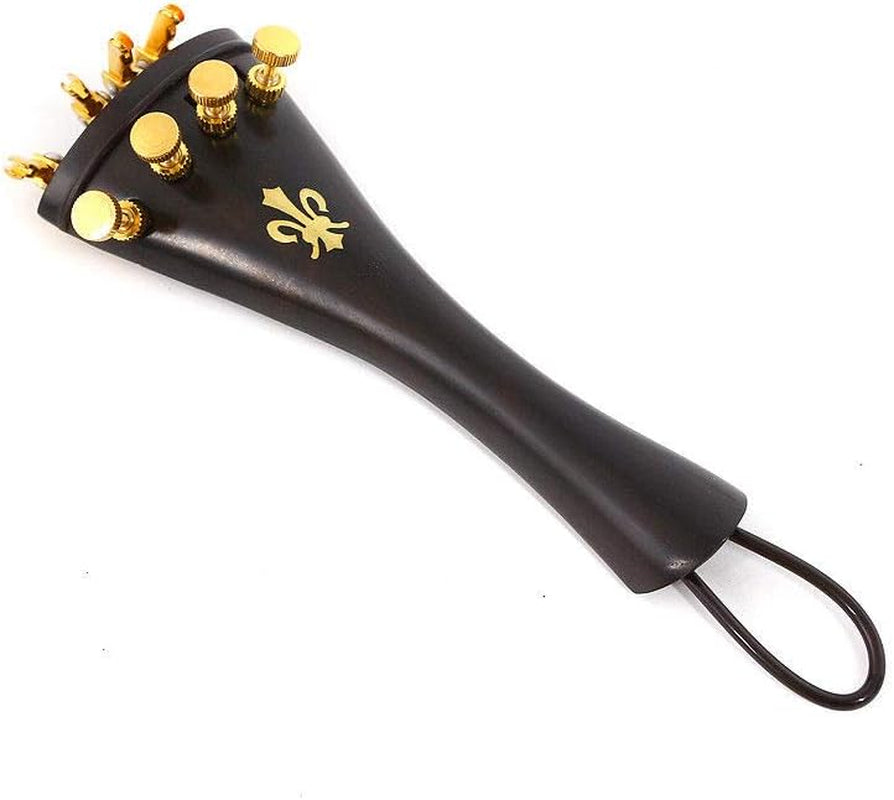 4/4 Full Size Violin Accessories Set - Includes Ebony Wood Pegs, Tailpiece, Fine Tuner, Chin Rest, Clamp, and End Pin - Premium Quality for Enhanced Sound and Durability