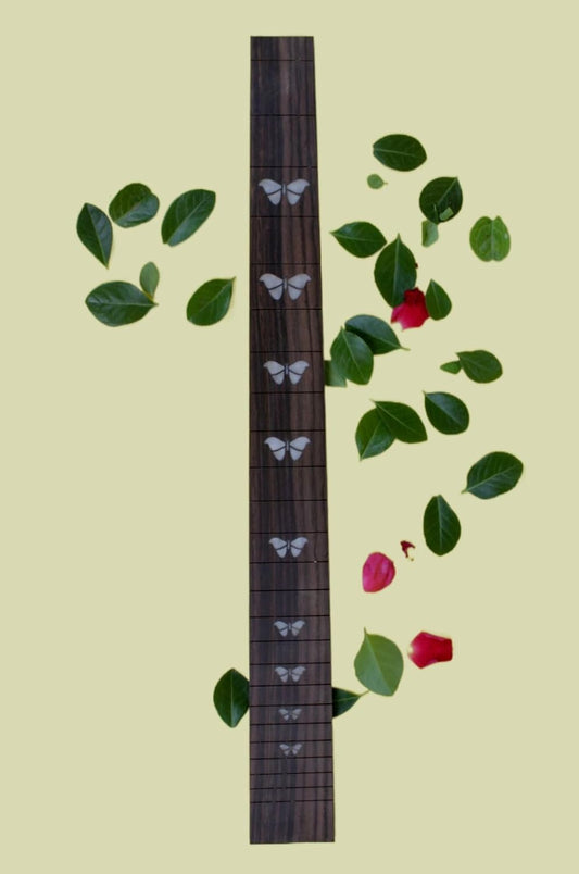 24 Fret Electric Guitar Fingerboard Rosewood Fretboard for Guitar Replacement Parts 25.5 Inch Butterfly Inlay DIY Unfinished (Gtzb-011)