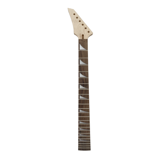 Yinfente Maple Guitar Neck 24Fret 25.5Inch Rosewood Fretboard Shark Fin Inlay Bolt One Heel Reversed Head