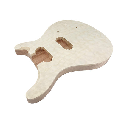 Yinfente Quilted Maple Guitar Body Mahogany Wood Set In Heel Maple Cap HH Pickups Parts