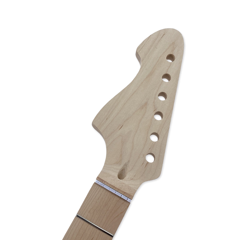 Yinfente Reverse Electric Guitar Neck 22Fret 25.5Inch Maple Fretboard Dot Inlay Bolt on Left Hand Guitar Neck Replacement Unfinished