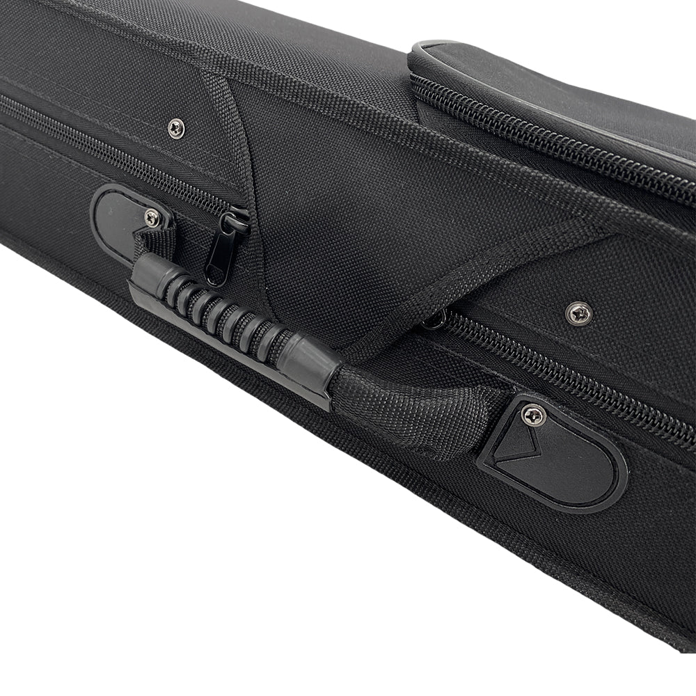 Electric Violin 4/4 Size Silent Violins Solid Wood Ebony Violin Parts with Case, Bow (Black)