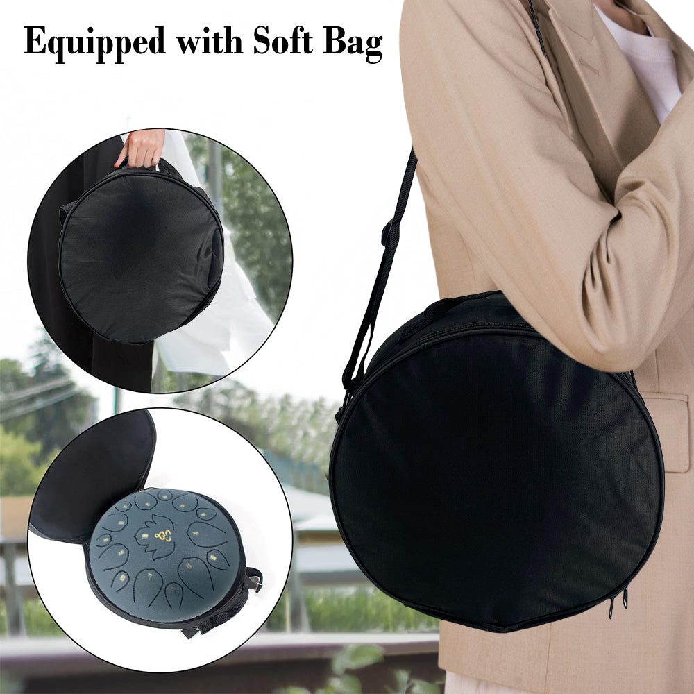 Rain Drum for Outside Garden,13 Inches 15 Notes Steel Tongue Drum with Mallets & Carry Bag Musical Instrument for Adults D Major