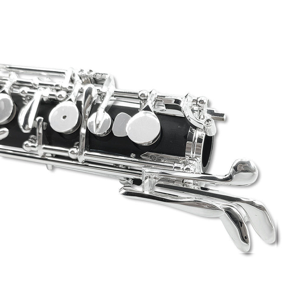 Yinfente Professional Oboe Ebonite C Key Left F Resonance Semi-Automatic Woodwind Instrument with Oboe Reed&Gloves&Leather Case+ Carry Bag&Cleaning Cloth&Cap Cork&Grease&Screwdriver