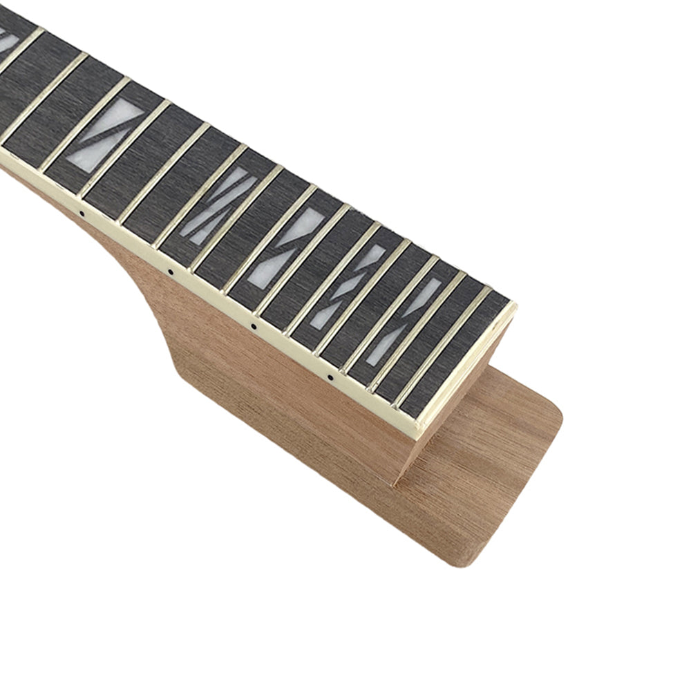 Yinfente Guitar Neck 22Frets 24.75inch mahogany Ebony Fretboard Customized Square Inlay with Binding Set in Heel for unfinished