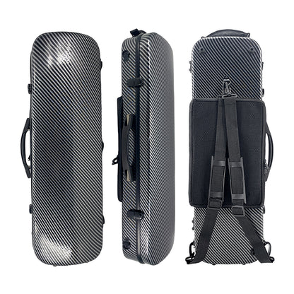 Yinfente Violin Case 4/4 Full Size Carbon Fiber Oblong Violin Bag with Music Sheet Bag Adjustable Backstrap Hygrometer Lightweight Protable
