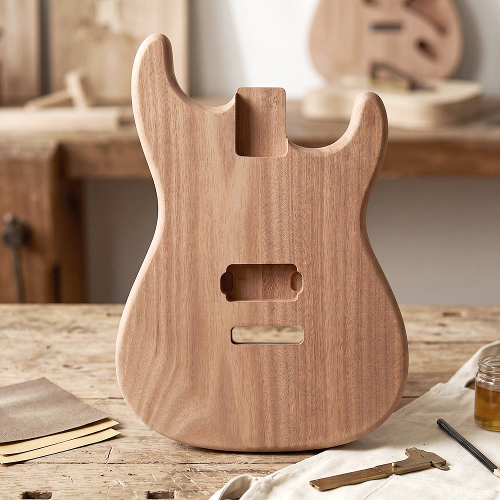 Yinfente Unfinished Guitar Body Replacement Strat ST DIY Mahogany Bolt ON for One pickup