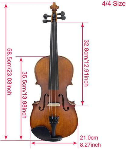 Acoustic Violin Electric Violin 4/4 Full Size Violin 4 String Maple Spruce for Student,Violin for Beginners Violin Case,Brazilwood Bow,Cable,Cleaning Cloth,Rosin,Bridge