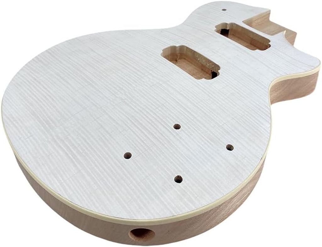 Electric Guitar Body Unfinished Mahogany +Maple Top +Flame Maple Veneer Bolt on DIY Guitar Body Blank HH Hamburger Pickup