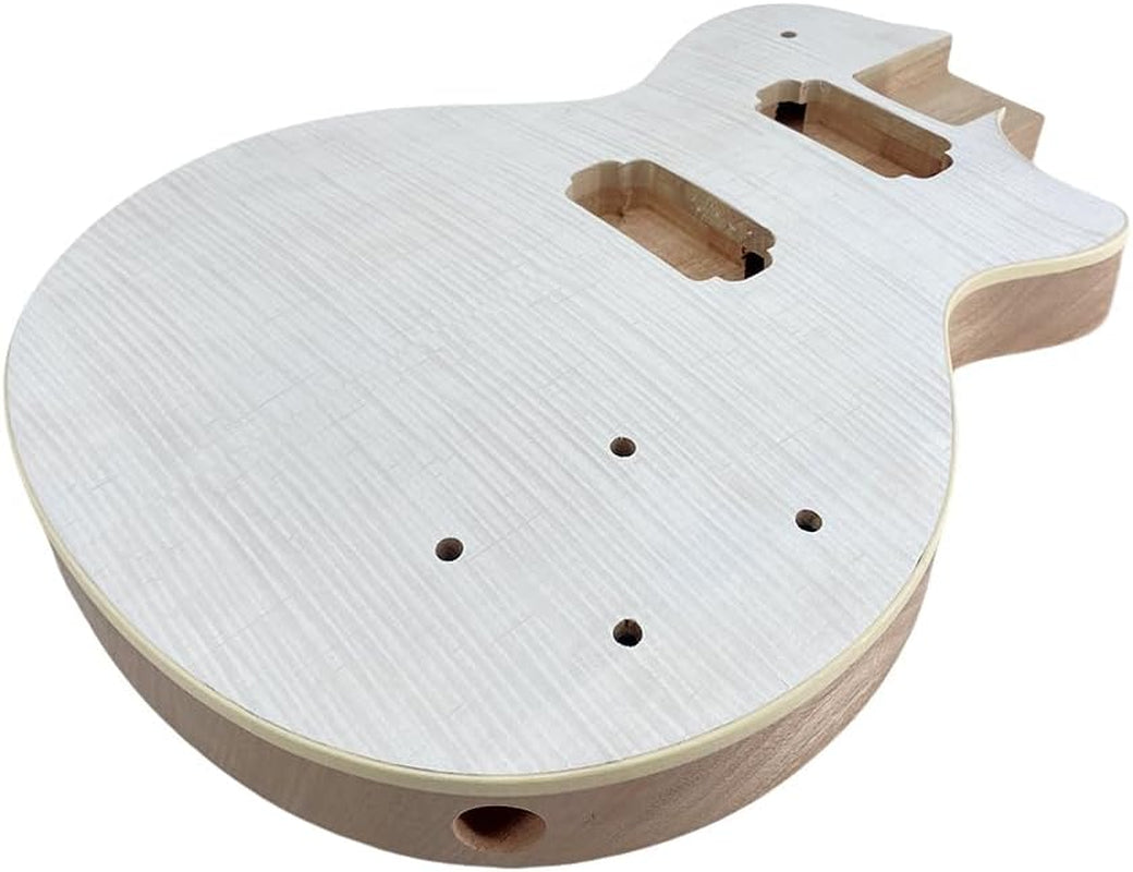 Electric Guitar Body Unfinished Mahogany +Maple Top +Flame Maple Veneer Bolt on DIY Guitar Body Blank HH Hamburger Pickup