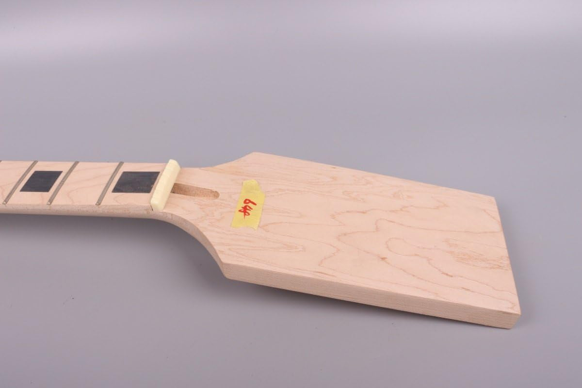 Electric Guitar Neck Solid Wood 24 Fret 25.5 Inch Block Inlay Paddle Headstock