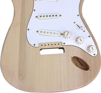 DIY Guitar Kit with Basswood Body Maple Neck with Rosewood Fretboard 6 String DIY Electric Guitar Kit with All Components to Build Your Own Guitar