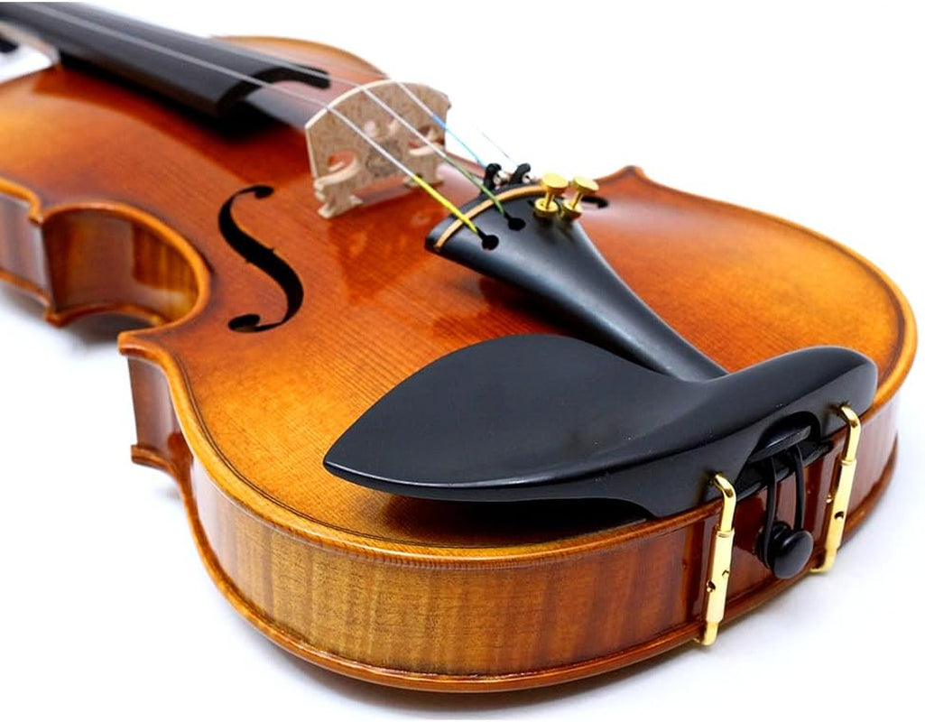 4/4 Full Size 4 String Flame Maple Acoustic Violin Spruce Top Ebony Fittings Solid Wood,Case,Bow,Rosin,Battery-Operated Mini Clip-On Tunerkit,Bridge,Shoulder Rest for Beginner (Fine Grain)