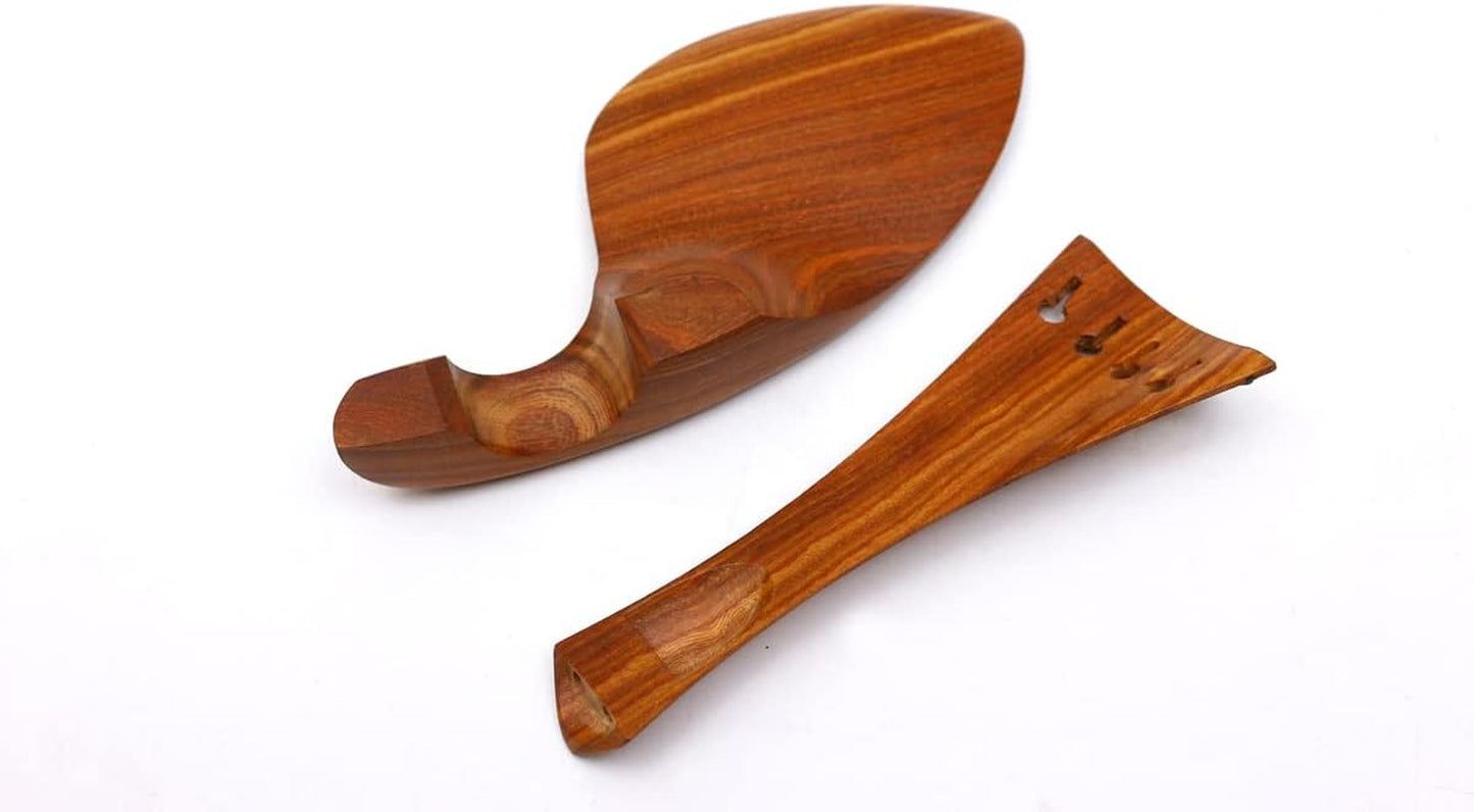 4/4 Violin Kit Full Size Violin Accessories Peg Tailpiece Fine Tuner Chin Rest Clamp End Pin Rosewood