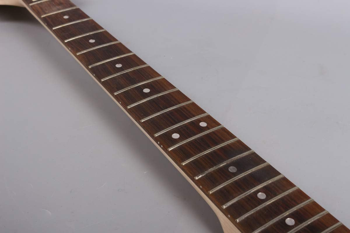 Maple Guitar Neck 24 Fret Rosewood Fretboard DIY Electric Guitar Neck Replacement (24.75 Inch Scale)