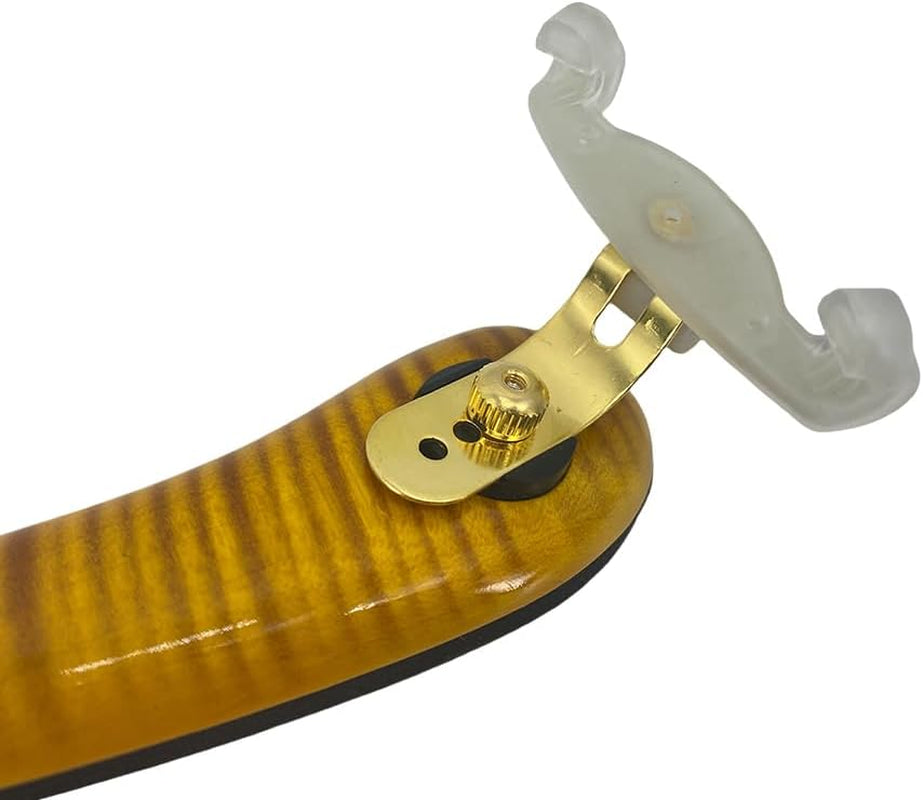 Flame Maple Violin Shoulder Rest 4/4 Full Size 3/4 Size Adjustable Height Width and Collapsible Feet Violin Part (Yellow)