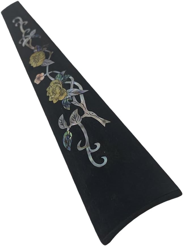 Yinfente Violin Fingerboard 4/4 Full Size Indonesia Ebony Violin Fretboard With Beautiful Pearl Flower Inlay Violin Parts