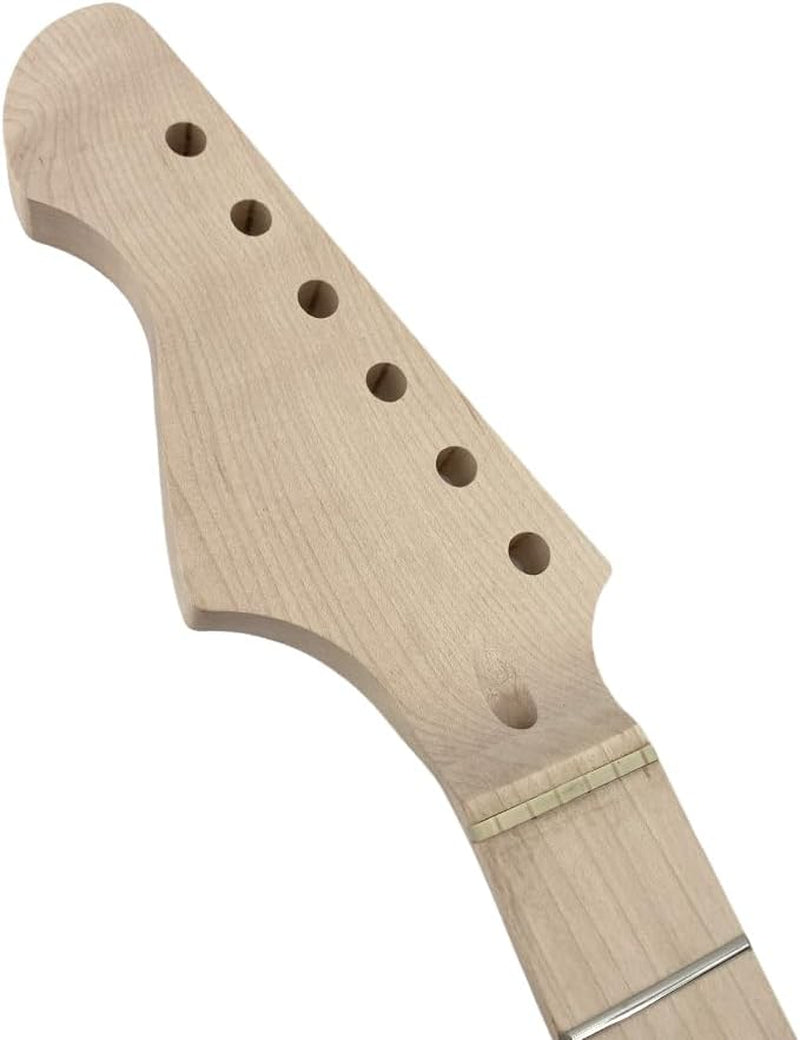 Reverse Electric Guitar Neck 22Fret 25.5Inch Maple Fretboard Dot Inlay Bolt on Left Hand Guitar Neck Replacement Unfinished
