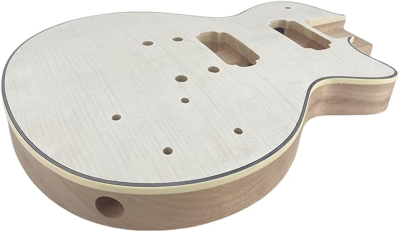 Unfinished Electric Guitar Body-Mahogany Wood Maple Top with Binding HH Pickups Bolt on Heel for Building Guitars