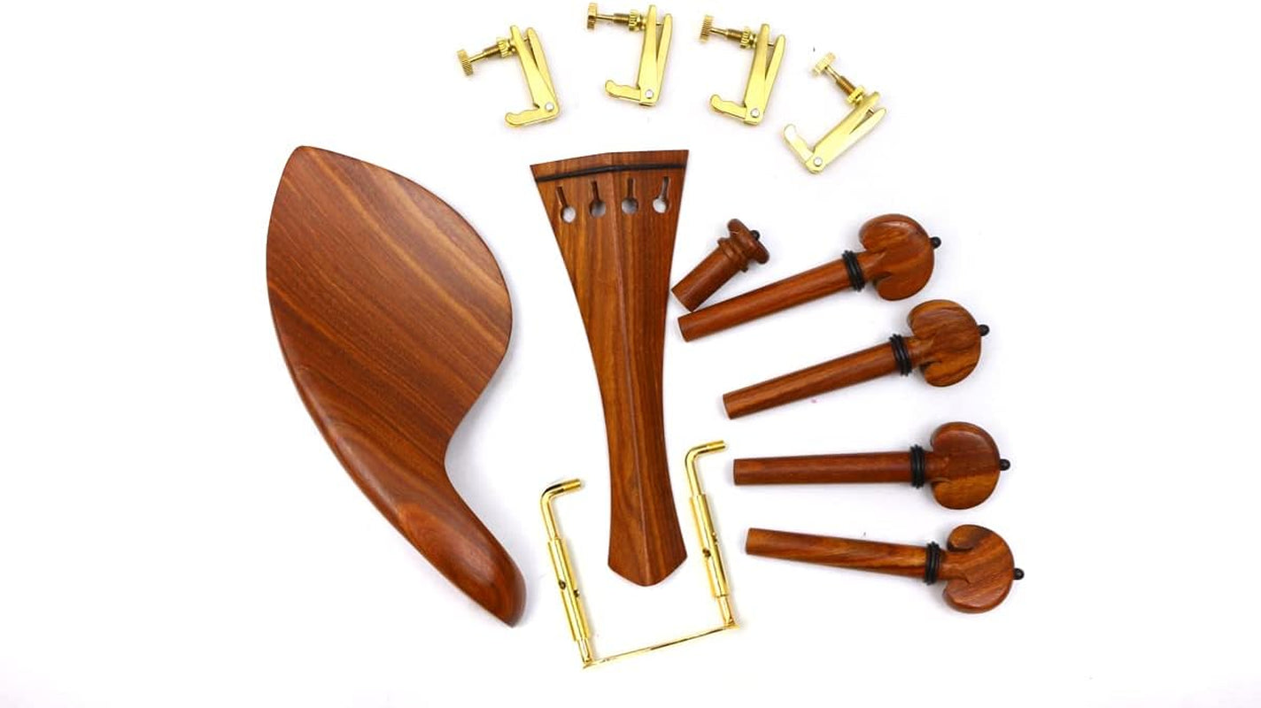 4/4 Violin Kit Full Size Violin Accessories Peg Tailpiece Fine Tuner Chin Rest Clamp End Pin Rosewood