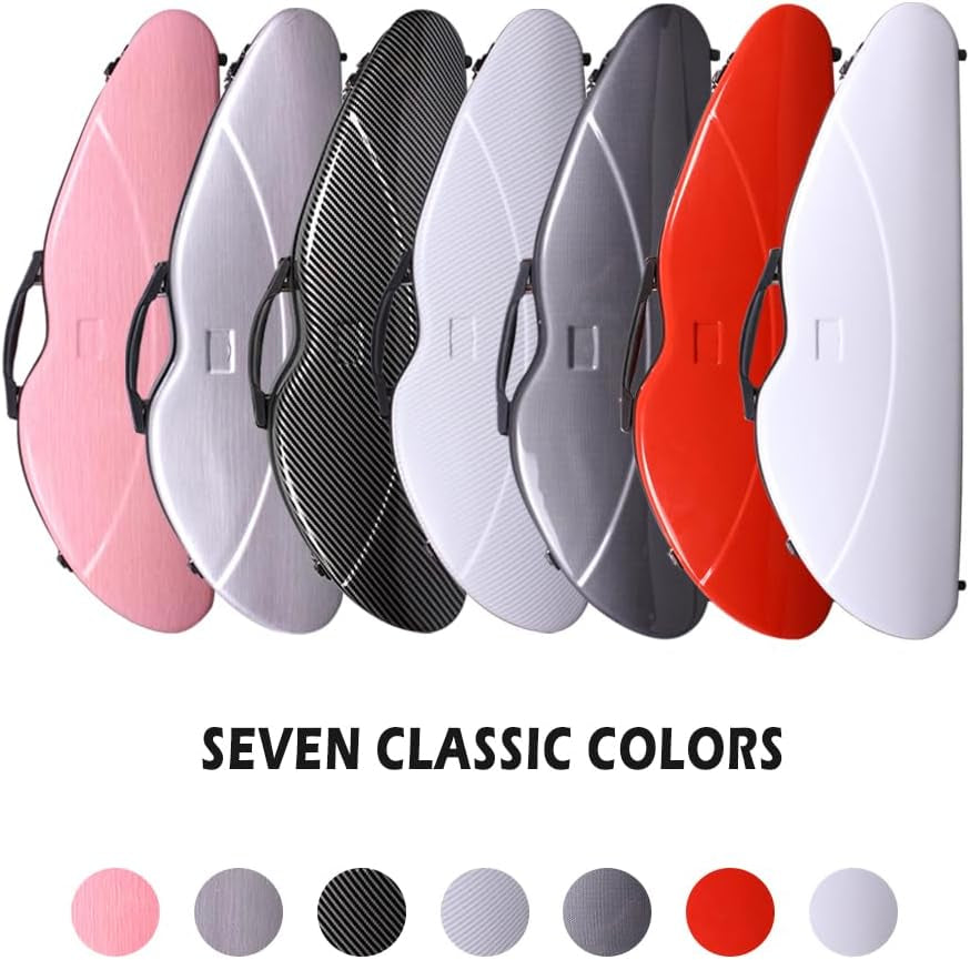 Violin Case 4/4 Full Size 1.9Kg Carbon Fiber Half round Shape Viloin Bag with Strap Combination Lock and Accessories Bag Red