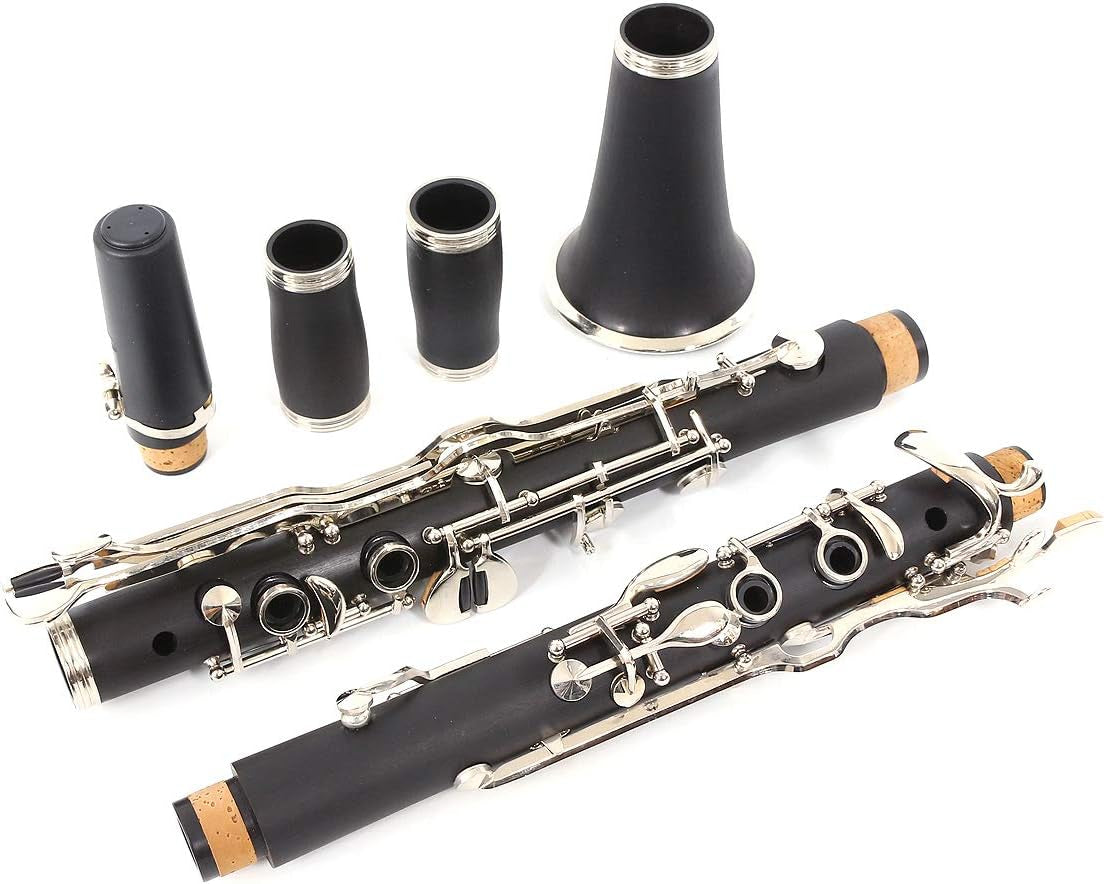 Professional Ebonite Clarinete G Key Clarinet for Beginner Students with 2 Barrels Hard Case Cleaning Kit Mouthpice Cork Grease Gloves