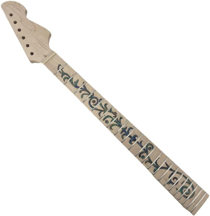 DIY Electric Guitar Neck for Replacement - Maple Fretboard 22 Fret 25.5 Inch without Binding Bolt on Heel Vine Inlay