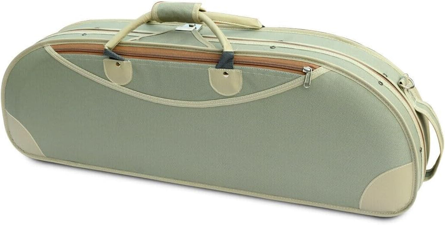 4/4 Violin Case Halfmoon Shape Lightweight with Hygrometer Shoulder Strap Yellow Cream Padding Green Case for Violin (Green)