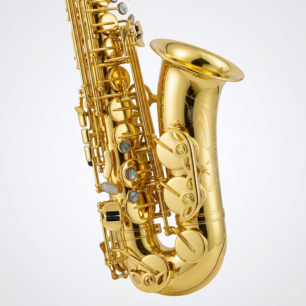 Yinfente Alto Saxophone Eb Gold Lacquer Finish Complete Starter Kit with Case Reeds for Entry & Intermediate Musicians or Beginners