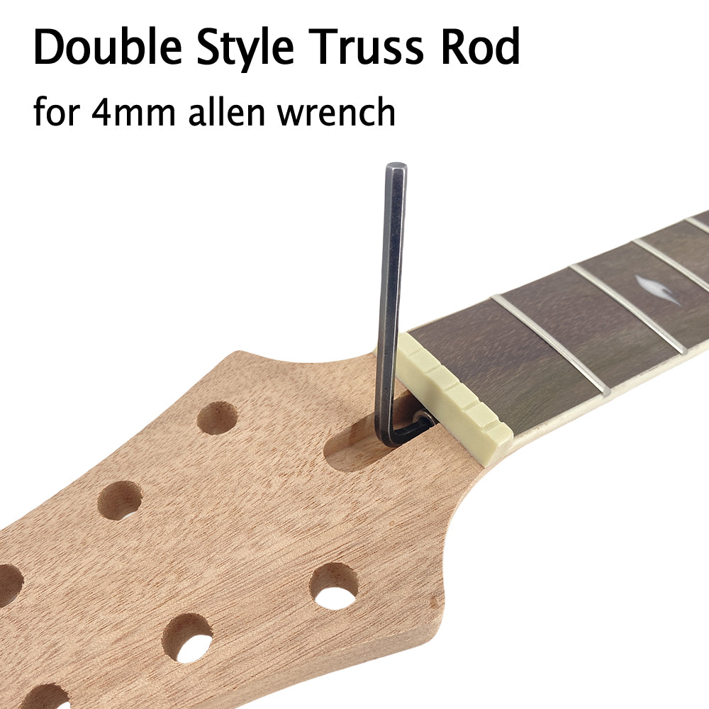 Yinfente Electric Guitar Neck 22 Fret 24.75 Inch Mahogany Guitar Necks with Rosewood Fretboard Diamond Inlay (24.75Inch)