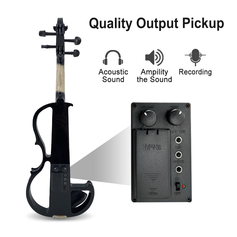 Yinfente Electric Violin 4/4 Full Size Silent 4 String Student Beginner Violin Ebony Fittings with Case Bow Shoulder Rest Rosin Cable Headphone