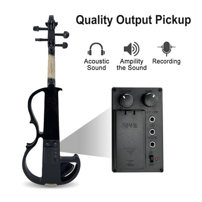 Yinfente Electric Violin 4/4 Full Size Silent 4 String Student Beginner Violin Ebony Fittings with Case Bow Shoulder Rest Rosin Cable Headphone