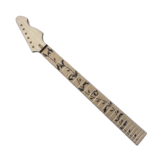 Yinfente Electric Guitar Neck 22 Fret 25.5 Inch Scale Tree Vine Inlay Maple Wood Firebird Head Binding Bolt on DIY Guitar