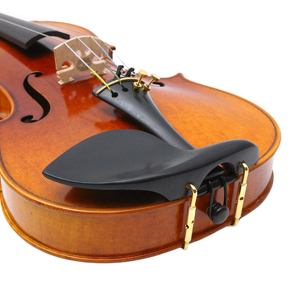 4/4 Full Size Flame Maple 4 String Acoustic Violin Spruce Top Ebony Fittings Solid Wood,Case,Bow,Rosin,Battery-Operated Mini Clip-On Tunerkit,Briage,Shoulder Rest for Beginner. (Fine Grain)