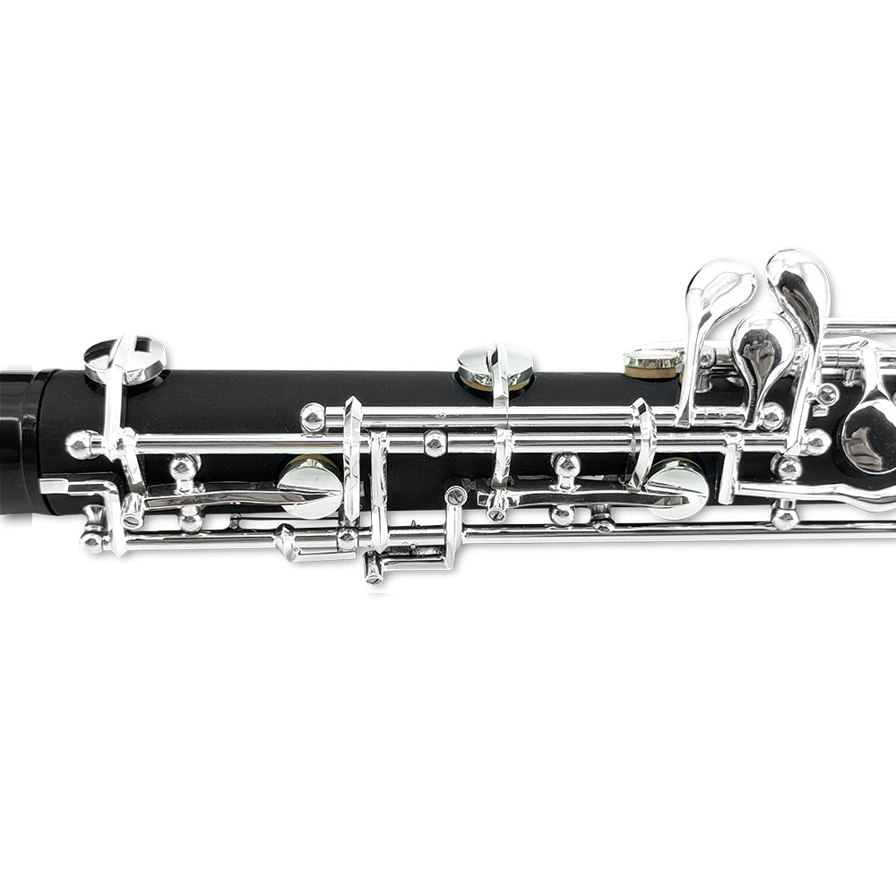Yinfente Professional Oboe Ebonite C Key Left F Resonance Semi-Automatic Woodwind Instrument with Oboe Reed&Gloves&Leather Case+ Carry Bag&Cleaning Cloth&Cap Cork&Grease&Screwdriver