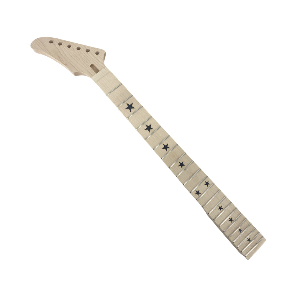 Yinfente Guitar Neck 22Fret 25.5Inch Canada Maple Guitar Fretboard Banana Reversed Head Star Inlay