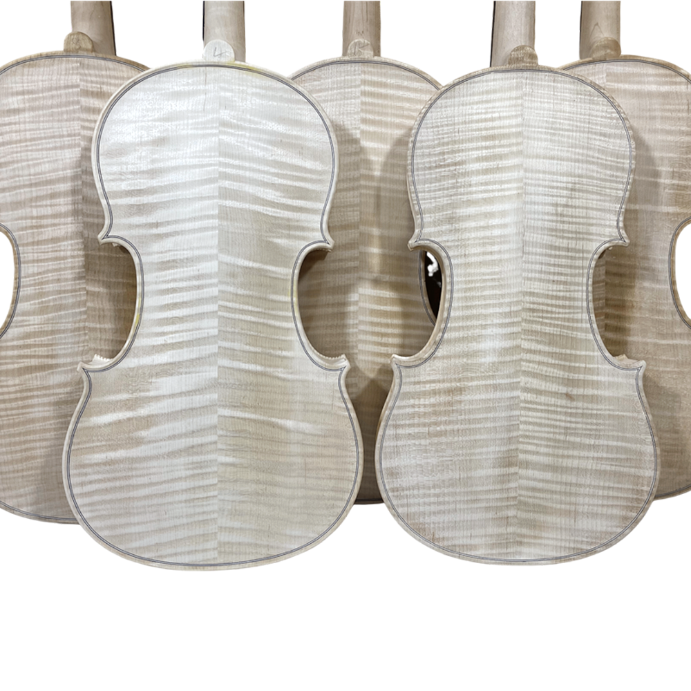 Yinfente Handmade 4/4 size Violin with Flame Maple Back white Unfinished
