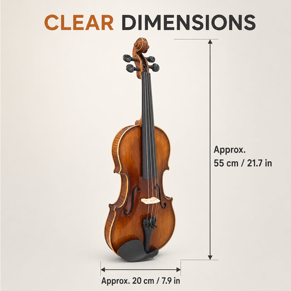 Violin 4/4 Full Set Violin for Beginners & Adults Solid Wood Fiddle with Hard Case Bow Shoulder Rest Strings Flame Maple Spruce Wood