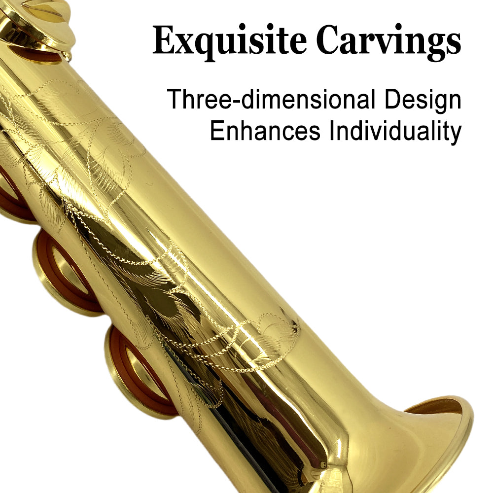 Yinfente Straight Soprano Saxophone Bb B Flat Sax with Case, Mouthpiece,Reeds & Accessories Brass Woodwind Instrument for Beginners,Adults & Advanced Players