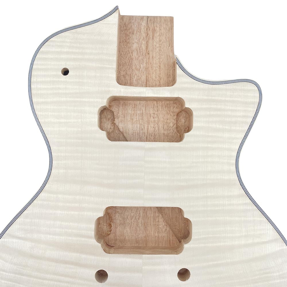Yinfente Electric Guitar Body unfinished with Binding Flame Maple veneer for DIY H-H style Bolt on