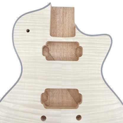 Yinfente Electric Guitar Body unfinished with Binding Flame Maple veneer for DIY H-H style Bolt on