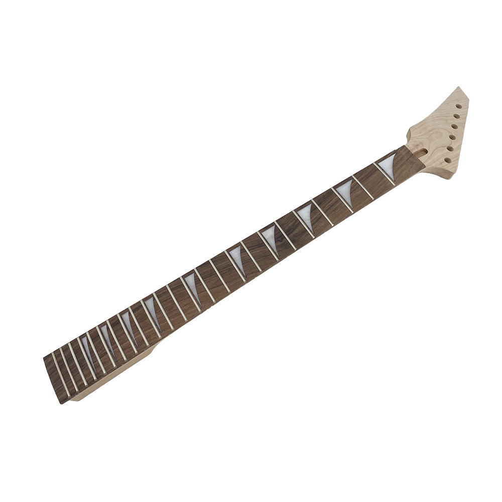 Yinfente Maple Guitar Neck 24Fret 25.5Inch Rosewood Fretboard Shark Fin Inlay Bolt One Heel Reversed Head