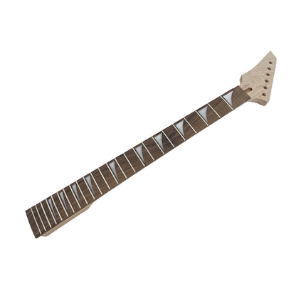Yinfente Maple Guitar Neck 24Fret 25.5Inch Rosewood Fretboard Shark Fin Inlay Bolt One Heel Reversed Head