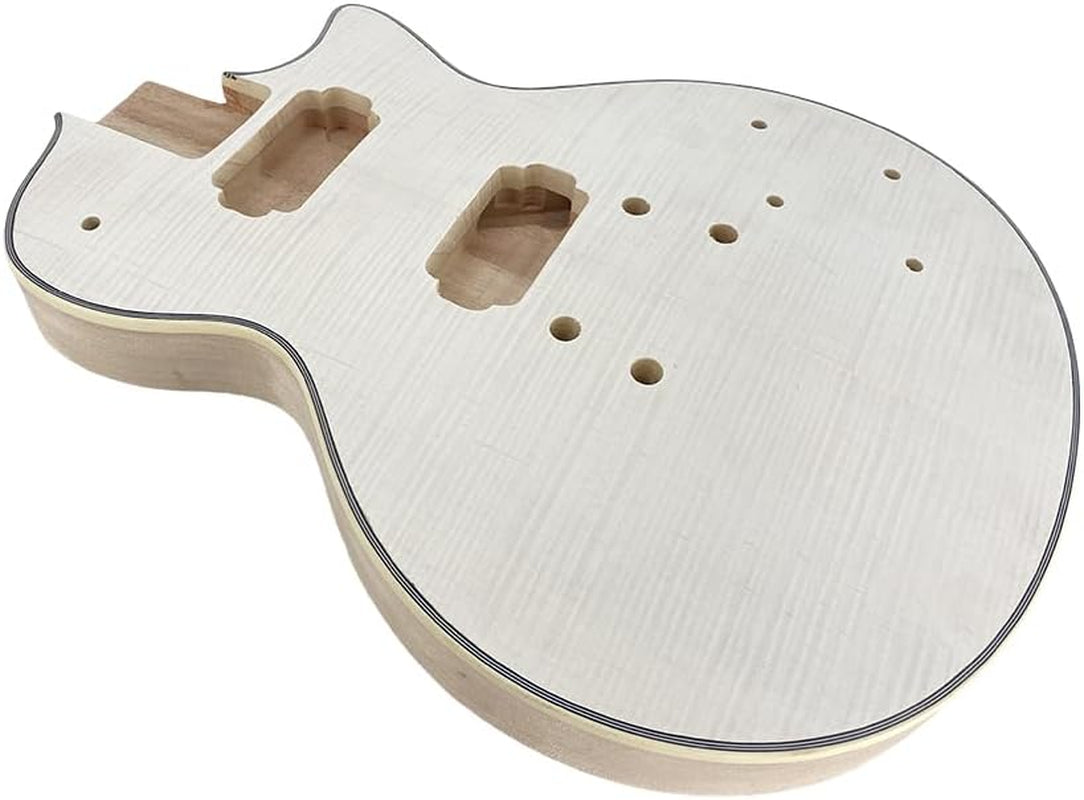 Unfinished Electric Guitar Body-Mahogany Wood Maple Top with Binding HH Pickups Bolt on Heel for Building Guitars